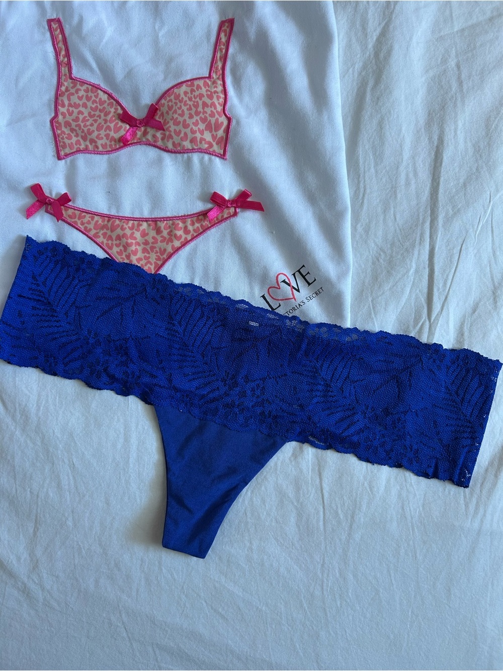 Victoria's Secret Royal Blue Lace Hipster Thong